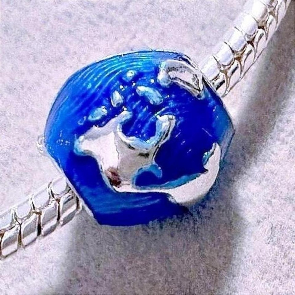 Travel Blue Earth World Globe Bead Charm fits PANDORA